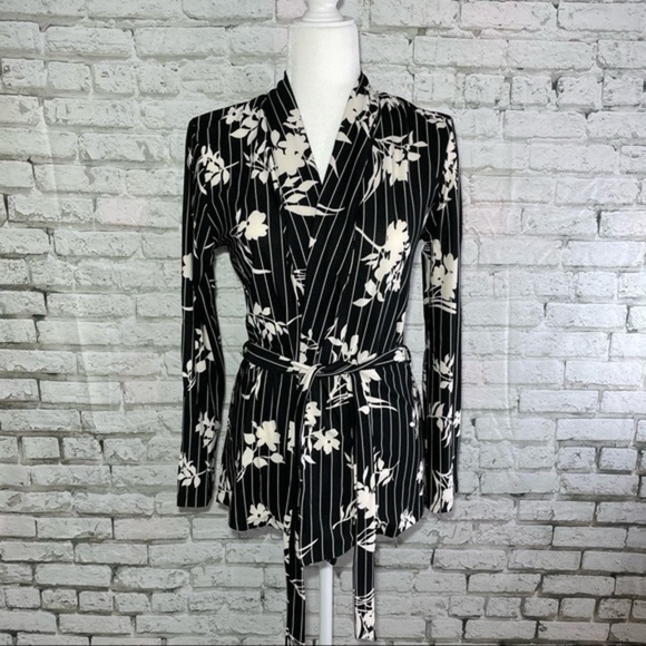MILAN KISS Black White Floral Jacket Medium - Picture 3 of 16